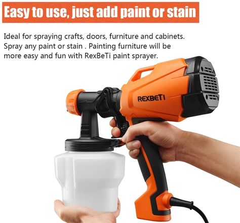 REXBETI Ultimate-750 Paint Sprayer, 500 Watt High Power HVLP Home Electric Spray Gun, Lightweight, Easy Spraying and Cleaning, 3 Nozzles (1 Nozzle has Already Been Installed on The Gun) - - Amazon.com Paint Strainers, Paint Sprayer Reviews, Hvlp Paint Sprayer, Best Paint Sprayer, Satin Brass Hardware, Using A Paint Sprayer, Refinish Kitchen Cabinets, Refinishing Cabinets, Electric House