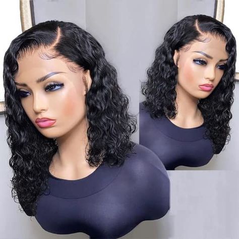 Get the perfect curly bob look with this glueless human hair wig! It's made from Brazilian virgin hair, pre-plucked for a natural hairline. The HD lace frontal adds a seamless finish, while the wet and wavy texture gives a stunning look. Get yours now! 💁‍♀️✨ #AD #SPONSORED Lace Frontal Bob, Blonde Bob Wig, Wig Lace Front, Curly Bob Wigs, Virgin Hair Wigs, Short Curls, Blonde Lace Front Wigs, Short Curly Bob, Human Virgin Hair