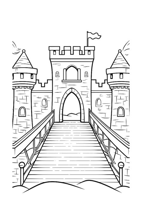 Step into a world of enchanted castle dreams with our free coloring page! Let your creativity roam as you bring this magical fortress to life. Ideal for dreamers, princesses, and fans of fantasy. Castle Drawing Easy, Castle Coloring Page, Castle Drawing, Enchanted Castle, Free Kids Coloring Pages, Coloring Bookmarks, Drawing Easy, Coloring Pictures, Free Coloring Pages