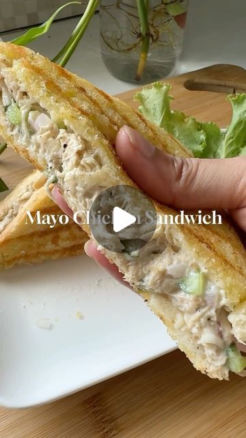 Stir Story on Instagram: "Mayo Chicken Sandwich  Ingredients:  For boiling chicken: - Chicken breast piece (250 gm) - Salt (2 pinches) - Black pepper (2 pinches) - Garlic (1 clove, chopped) - Water (3 cups)  For shredded chicken: - Salt (1/4 tsp) - Black pepper (1/4 tsp) - Mayonnaise (6 tbsp) - Cucumber (1/2, chopped) - Onion (1/2, chopped) - Lemon juice (1 tbsp) - garlic clove (1 chopped)  instructions: - First, boil the chicken with garlic, salt, and pepper.  - Then, shred it and mix it with mayonnaise, chopped cucumber and chopped onion  - Add salt, pepper, garlic and lemon juice  - Spread butter on both sides of the bread, and on the side without butter, add mayo chicken mixture.  - Grill it on a pan until both sides are golden brown  #sandwichs #chickensandwhich #u#instafoodgram #reel Chicken Mayonnaise Sandwich, Mayo Chicken Sandwich, Boiling Chicken, Chicken Mayo Sandwich, Sandwiches Ideas, Sandwich Recipe Videos, Mayonnaise Chicken, Shredded Chicken Sandwiches, Grilled Sandwich Recipe