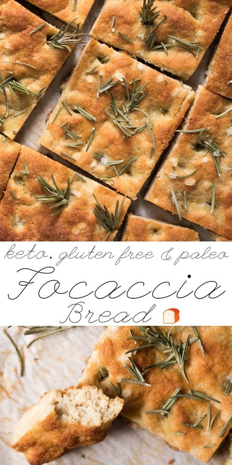 Gluten Free, Paleo & Keto Focaccia Bread 🍞 with rosemary and flakey sea salt! #keto #paleo #lowcarb #healthyrecipes Paleo Foccacia Bread Recipe, Keto Focaccia, Rosemary Sea Salt, Best Keto Bread, Paleo Bread, Keto Breads, Diet Breakfast Recipes, Focaccia Bread, Keto Paleo