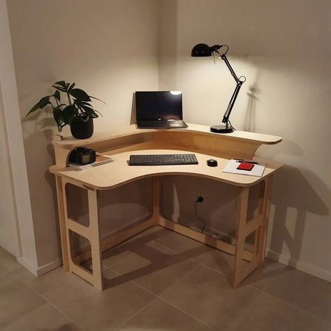 Corner Desk Plans, Small Corner Desk, Home Desks, Timber Desk, Diy Corner Desk, Corner Desks, Desk Dimensions, Compact Desks, Small Room Design Bedroom