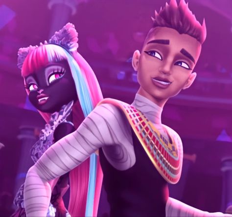 Catty Noir And Pharaoh, Seth Ptolemy, Monster High Catty Noir, Monster High Ships, Monster High Boo York, Ever After High Rebels, Boo York, Monster High Boys, Arte Monster High