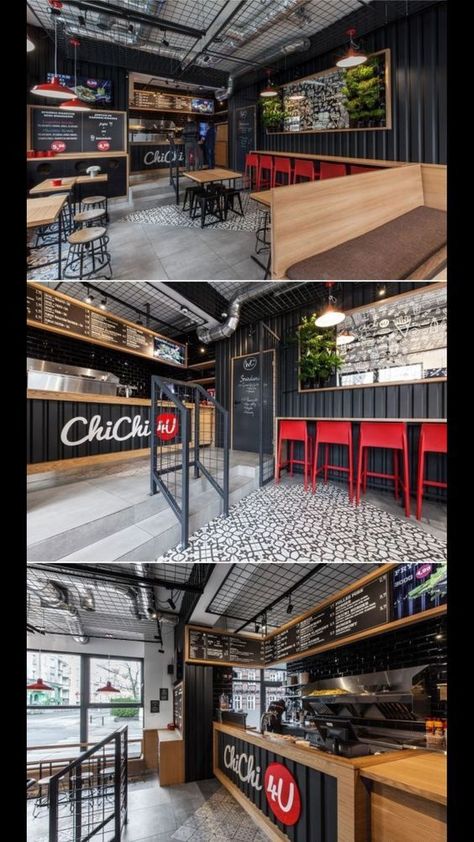 Chicken Store Design, Chicken Restaurant Design, Interior Design Mistakes, Chicken Store, Cheap Interior Design, Small Restaurant Design, Best Kitchens, Industrial Cafe, Chicken Shop