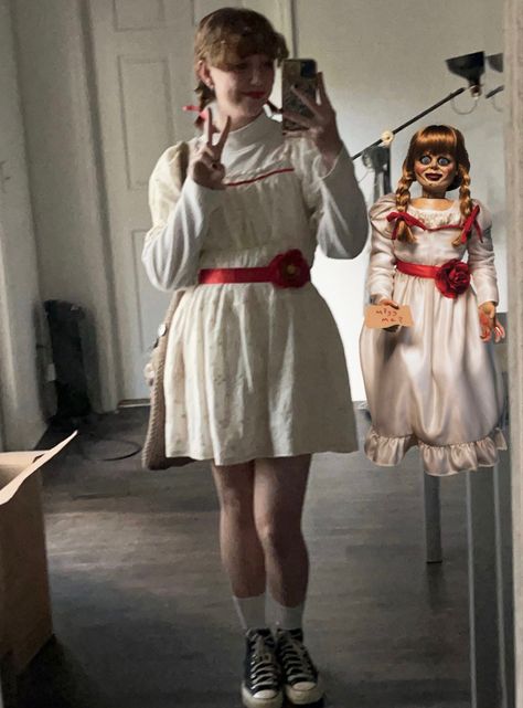 Annabelle Halloween Costume Women, Annabell Halloween Costumes, Horror Icons Costumes, Anabelle Halloween Costumes, Horror Movie Character Costumes For Women, Anabelle Costume Women, Annabelle Costume Women, Annabelle Doll Costume, Annabelle Halloween Costume