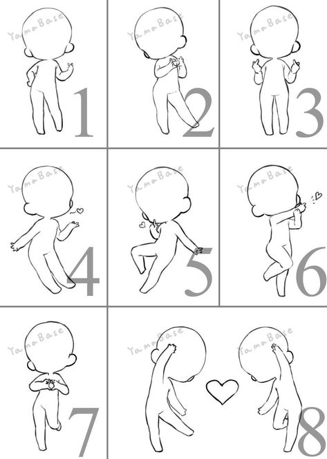 Step By Step Drawings Of People, Cute Base Drawing Chibi, Heart Duo Pose, How To Make Chibi Characters, How To Create A Character Design, Perfect Heart Drawing, Drawing Chibi Tutorial, Chibi Flying Pose, Chibi Character Art