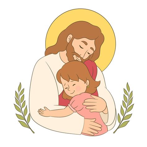 Jesus Hug Me Cartoon, Jesus Hugging, Jesus Love Images, Jesus Christ Illustration, Christian Drawings, Christian Illustration, Puppy Coloring Pages, Jesus Girl, Jesus Drawings