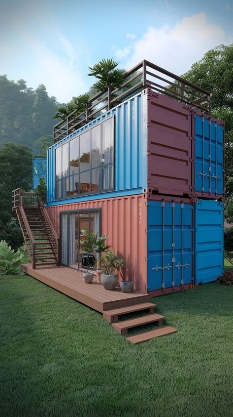 Explore the future of off grid living with stunning container house designs! This collection highlights innovative solutions for sustainable living, focusing on energy efficiency and minimal environmental impact. From clever interior layouts to exterior aesthetics that blend with nature, find inspiration for creating your dream off grid home. Perfect for those seeking a unique and eco-friendly lifestyle, these designs will spark your creativity! Off Grid Home, Tiny Cabin, Container House Design, Off Grid Living, Off Grid, Off The Grid, House Designs, Environmental Impact, Container House