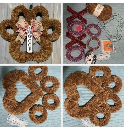 Paw Print Wreath, Paw Wreath, Sellable Crafts, Pet Wreath, Deco Wreaths, Dog Wreath, Creative Diy Gifts, Burlap Crafts, Dog Crafts