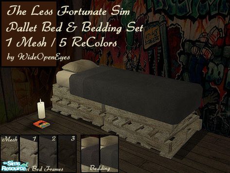 TS2 | wideopeneyes' The Less Fortunate Sim - Bed Sims 4 Poverty Cc, Sims 4 Messy Bed Cc, Sims 4 Poor Cc, Messy Bed, Sims 3 Cc Finds, Sims Medieval, Sims Stories, Ts2 Cc, Pallet Beds