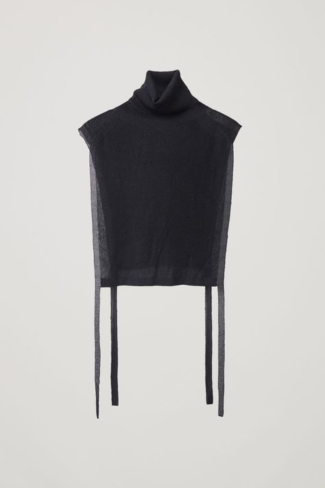 COS | Sheer knitted tabard Sheer Vest, Knitted Tunic, Dress Layered, Denim Blouse, Suspender Dress, Navy And Brown, Modern Wardrobe, Navy Shirt, Women Shirts Blouse