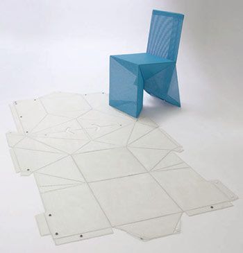 Origami Chair, Origami Furniture, Cardboard Chair, Foldable Furniture, Cardboard Design, Paper Furniture, Folding Origami, Origami Design, Blue Chair