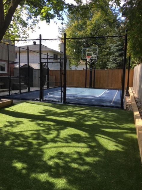 Backyard Court, Home Basketball Court, Basketball Court Backyard, Backyard Sports, Backyard Basketball, Outdoor Basketball Court, Small Backyard Design Ideas, Play Area Backyard, Basketball Gym