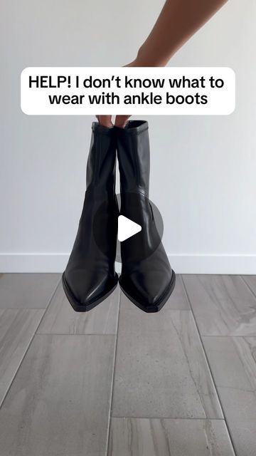 Chloe Lee on Instagram: "✨comment ✨”boots” to get my favourite ankle boots!

⚫️ my ankle boots are NOT chelsea boots. Make sure to buy ankle boots that are tight around your ankles!

⚫️ wear your ankle boots with ANY pants you have in your closet! 

❌ DO NOT wear ankle boots with ANY type of skirt (mini/ midi/skort/dress). Refer to my reel about knee high boots for the explanation and visuals.

✨like & save✨so you NEVER forget!
✨share✨ this with everyone so NO ONE is confused about when to wear ankle boots! 

#ankleboots #boots #styletipsforwomen #fashionhack #bootsseason #stylingreel #fallshoes #falloutfitideas" Pointed Toe Boots Outfit, Point Toe Boots Outfit, Short Boots With Dresses, Jeans With Ankle Boots, Boots Outfit Ankle, Skort Dress, Pointed Toe Boots, Skirt Mini, Short Styles