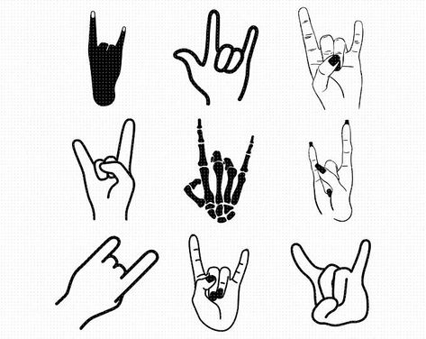 Rock Tatoos, Rock On Tattoo, Rock Tattoo Ideas, Rock On Sign, Rock And Roll Tattoo, Rock N Roll Tattoo, Rock Hand Sign, Rock And Roll Sign, Side Hand Tattoos