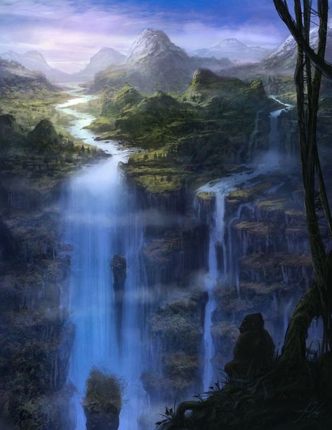 Into the wild by artofjosevega on DeviantArt Lothlorien Aesthetic, Fantasy Landscape Concept Art, Fantasy World Aesthetic, High Fantasy Art, Fantasy Earth, Fantasy Landscape Art, Fantasy Country, Fae Realm, Fantasy Beach