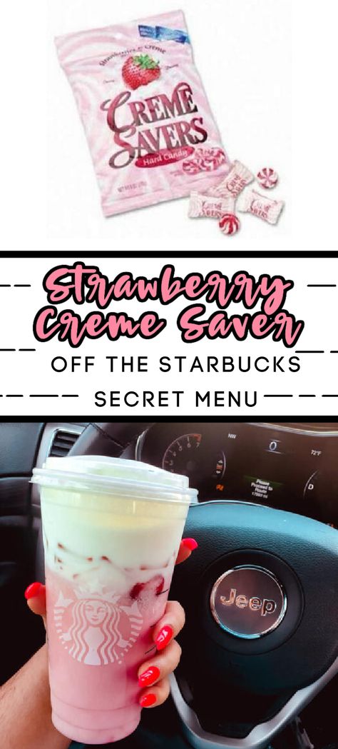 Here’s How You Make A Strawberry Creme Saver Drink at Starbucks Best Strawberry Starbucks Drinks, Starbucks Drinks Strawberry, Starbucks Drinks With Strawberry Puree, Creme Savers, Strawberry Drink From Starbucks, Strawberry Refresher Recipe, Strawberry And Cream Starbucks Drink, Strawberry Cheesecake Starbucks Drink, Summer Starbucks Drinks