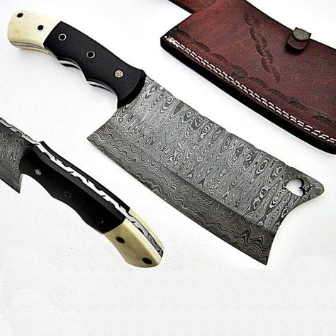 Kitchen Knives Handmade, Handmade Chef Knife, Meat Cleaver, Damascus Chef Knives, Handmade Knife, Cleaver Knife, Chef Knives, Chef Kitchen, Handmade Kitchen