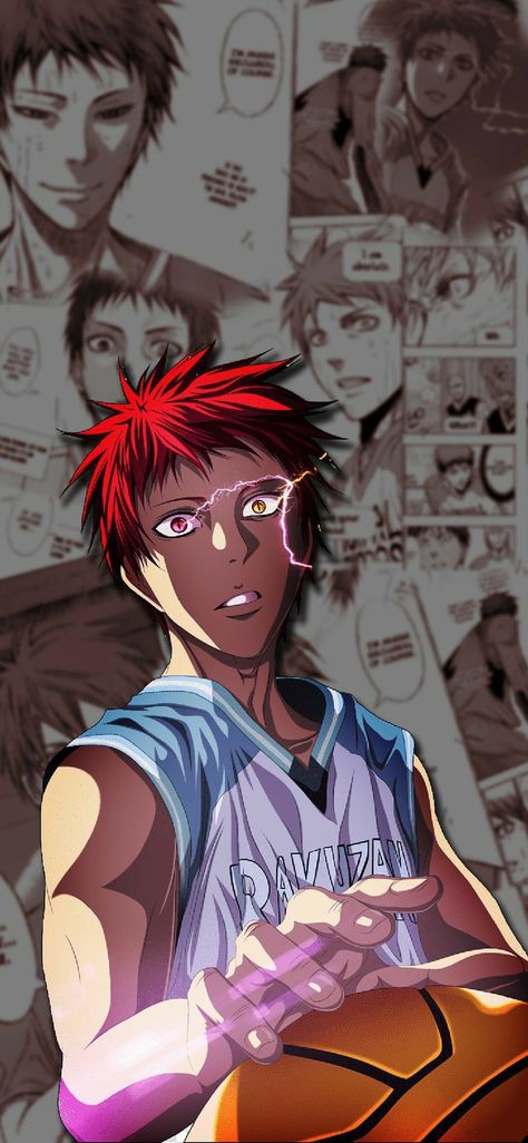 No Basket, Kuroko No Basket, Anime Character, Basketball, Wall, Red, Anime, Hair