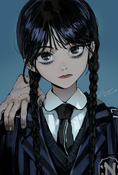 Wednesday Addams And Thing, Thing Addams Family, Wednesday Anime, Wednesday Drawing, Addams Family Cartoon, Thing Addams, Hedgehog Colors, Art Markers Drawing, Best Camera For Photography