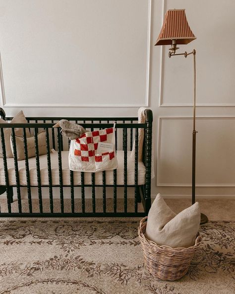 @roxanall_ on Instagram: “It’s the simplicity and the littlest details I adore in this sweet nursery 🧺” Lulu And Georgia Nursery, Brooklyn Nursery, Black Jenny Lind Crib, Bronze Crib Nursery, Jenny Lind Natural Crib, Chris Loves Julia Crib, Sweet Nursery, Lulu And Georgia, Nursery Inspo