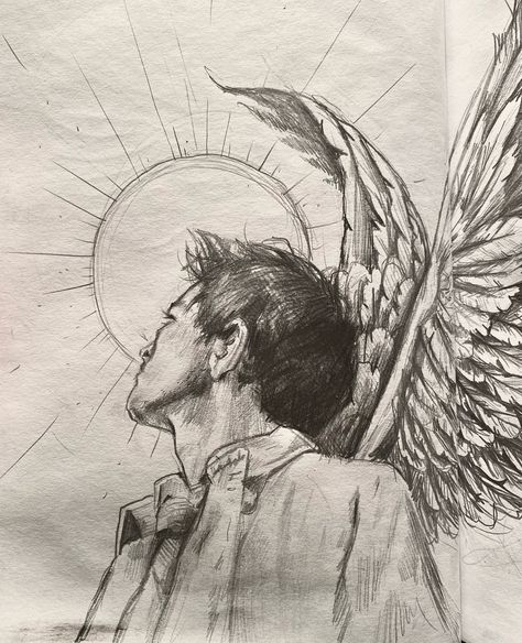 Supernatural Drawings, Supernatural Angels, No Thoughts, Castiel Supernatural, Supernatural Fan Art, Supernatural Art, Supernatural Pictures, Angel Drawing, Ange Demon