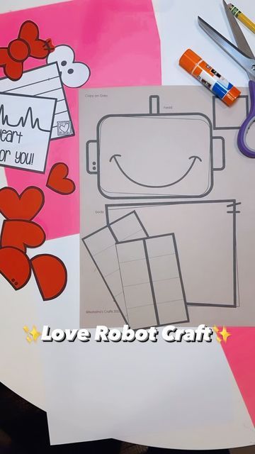 Valentines Day Craft, Robot Craft, Cute Valentines Day, Cute Valentines, January 7, Valentine Day Crafts, Early Education, Crafts For Kids, Valentines Day