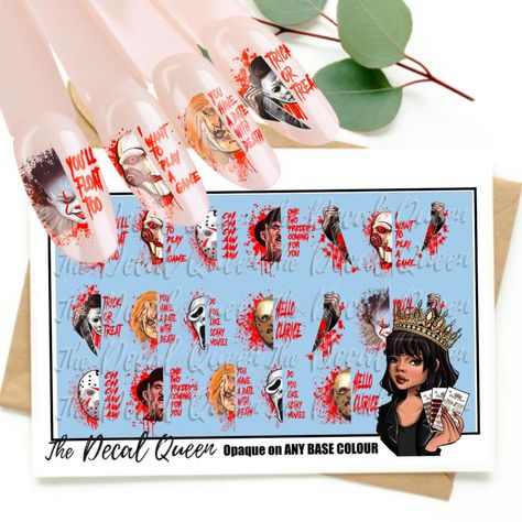 This Nail Decals & Guides item by NailDecalStore has 180 favourites from Etsy shoppers. Is dispatched from United Kingdom. Listed on 27 Aug, 2024 Nail Art Horror, Movie Nail Art, Nail Base, Nail Art Halloween, Nail Art Brushes, Halloween Nail, Halloween Nail Art, Art Halloween, Nail Decals