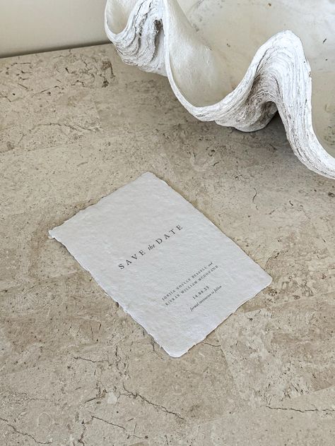 Deckle Edge Handmade Paper A6 Save The Date Wedding Aesthetic, Textured Waves, Save The Date Card, Card Wedding, Save The Date Invitations, Save The Dates, Stationery Items, Bar Drinks, Font Styles