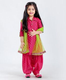 Naira shopping : Wommaniya Impex Baby girls Festive & party,wedding... Long Salwar, Suit Patiala, Punjabi Suits Patiala, Punjabi Dress Design, Patiala Dress, Suits Indian, Kids Ethnic Wear, Punjabi Salwar, Long Frock Designs