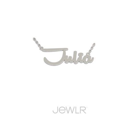 Name necklace. Silver. Julia. #namejewelry Name Necklace Silver, Necklace Love, Say My Name, Name Jewelry, Engraved Necklace, Custom Necklace, Handmade Products, Personalized Necklace, Necklace Silver