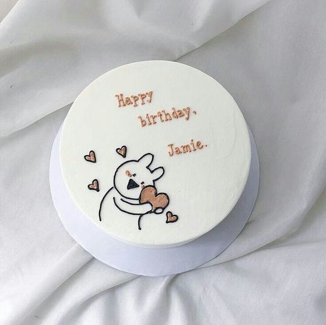 Korea Cake, Birthday 19, Birthday Cake For Boyfriend, Minimalist Cake, Cake For Boyfriend, Pinterest Cake, Pastel Cakes, Korean Cake, Simple Cake Designs