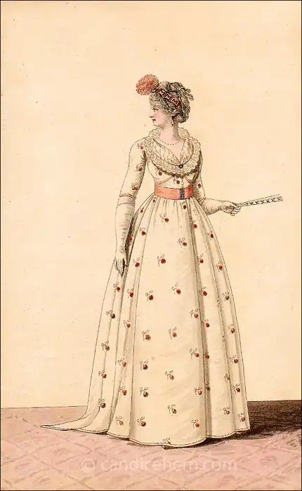 Regency Headdress, 1799 Fashion, 1810 Fashion, 1790s Fashion, Strings Of Pearls, 1700 Fashion, Orange And Silver, Regency Gown, Side Hair