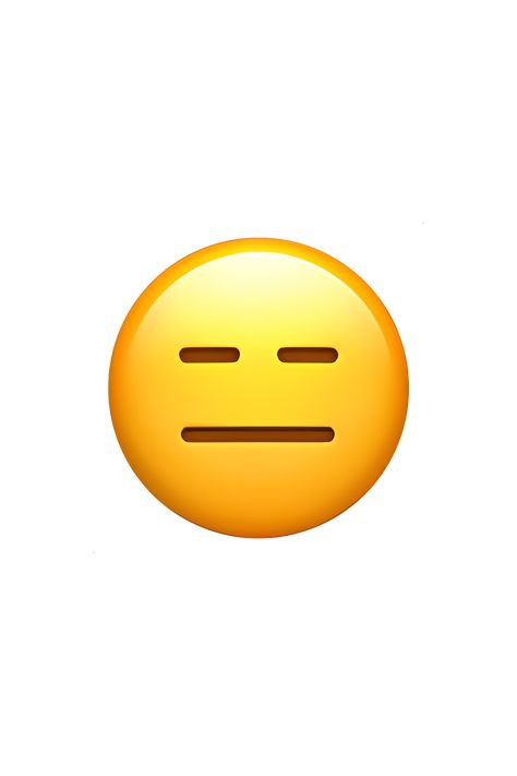 The 😑 emoji depicts a face with a straight, closed mouth and flat, unemotional eyes. The eyebrows are also straight and level, giving the impression of a lack of expression or interest. The overall appearance is one of neutrality or boredom. Straight Face Emoji, Ios Emoji Faces, Ios Hand Emoji, Stiker Emoji Ios, Yellow Face Emoji, Expressionless Face, Emoji Disintegrating, Emojis Iphone, Emoji Copy