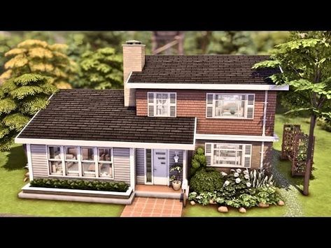 Mid-Century Family Home 🏡 The Sims 4 Speed Build | No CC - YouTube Sims 4 House 2 Floors, Sims 4 House With Wrap Around Porch, Sims 4 House For Two, Sims 4 Modern Cottage House, Houses To Build On Sims 4, One Story House Sims 4, Sims Builds No Cc, Family Home Sims 4 Floor Plan, Sims 4 Trailer House Layout