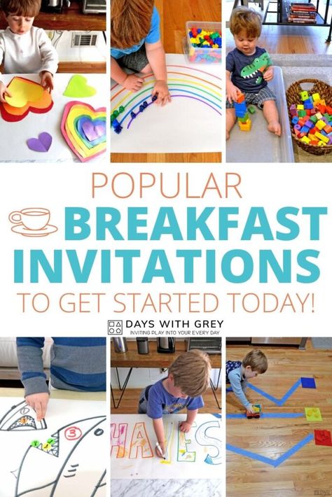 Morning Invitation Homeschool, Morning Invitation To Play, Morning Activity For Kids, Morning Activities For Kids, Preschool Breakfast, Home Preschool Activities, Morning Invitation, Morning Boxes, Play Invitations