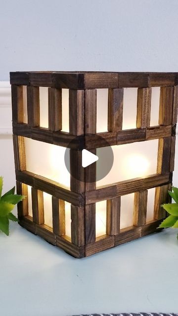 Jenga Lantern Diy, Jenga Block Lantern Diy, Jenga Diy, Lantern Diy, Memorial Lanterns, Jenga Blocks, Dollar Tree Hacks, Tower Block, Diy Lanterns