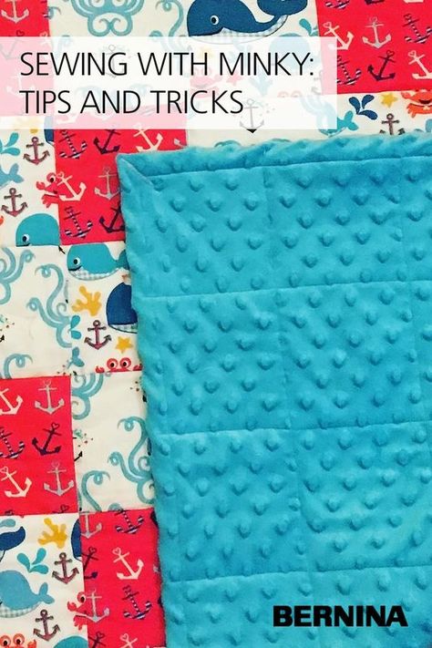 How To Sew With Minky Fabric, How To Make Minky Blanket, Quilting With Minky Fabric, Twin Size Minky Blanket Diy, How To Sew With Minky Fabric Tips, Sewing Minky Blanket, Minkie Blankets Diy, Baby Minky Blanket, Minky Dot Projects