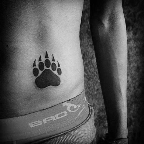 Small Simple Mens Bear Claw Lower Stomach Hip Tattoo Bear Tattoo Designs For Men, Mens Stomach Tattoo, Lower Hip Tattoos, Bear Claw Tattoo, Bear Paw Tattoos, Claw Tattoo, Lower Stomach Tattoos, Bear Tattoo Designs, Bear Tattoos