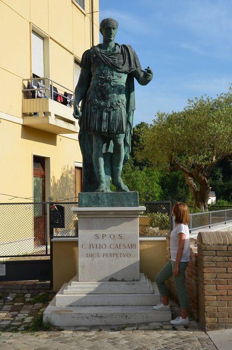 Statue of Julius Caesar at the point where he crossed the Rubicon... | Carole Raddato | Flickr Crossing The Rubicon, Ancient Italy, Roman Army, Julius Caesar, Ancient Rome, Ancient Times, World History, Statue Of Liberty, Rome