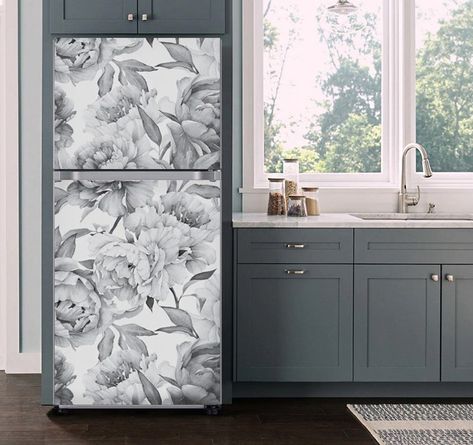 Mini Fridge Decor, Refrigerator Side By Side, Fridge Models, Grey Kitchen Walls, Fridge Wrap, Fridge Decals, Refrigerator Wraps, Refrigerator Covers, Old Refrigerator