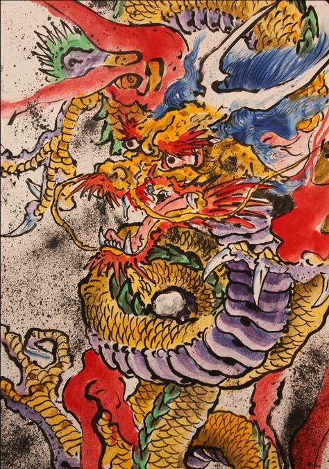 Japanese Dragon by Don Ed Hardy 8 Ed Hardy Tiger, Ed Hardy Designs Art, Japanese Dragon Tattoo Flash, Japanese Ryu Dragon, Ed Hardy Dragon, Ed Hardy Tattoos, Don Ed Hardy, Dragon Tattoo Sketch, Chinese Dragon Tattoos