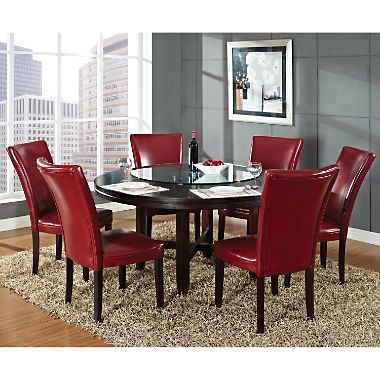 Harding 62 72 Inch Round Dining Table, Brown Round Dining Table, Round Dining Room Sets, Brown Leather Chairs, Round Dining Room Table, Round Kitchen Table, Round Dining Table Sets, Table 8, Round Dining Room