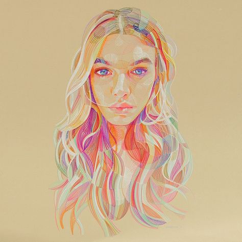 Lui Ferreyra, Drawing Eyes, 얼굴 그리기, Beautiful Sketches, Digital Paintings, Eyes Closed, Colorful Portrait, Art Video, Color Pencil Art