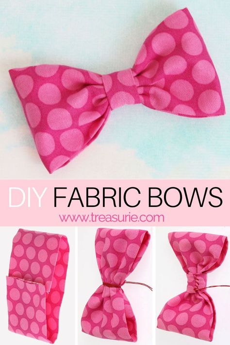 Fabric Bows Diy, Fabric Bow Tutorial, Bows For Hair, Hair Ties Diy, Make A Bow, Diy Fabric Crafts, Hair Bow Tutorial, Bows Diy Ribbon, Fabric Hair Bows