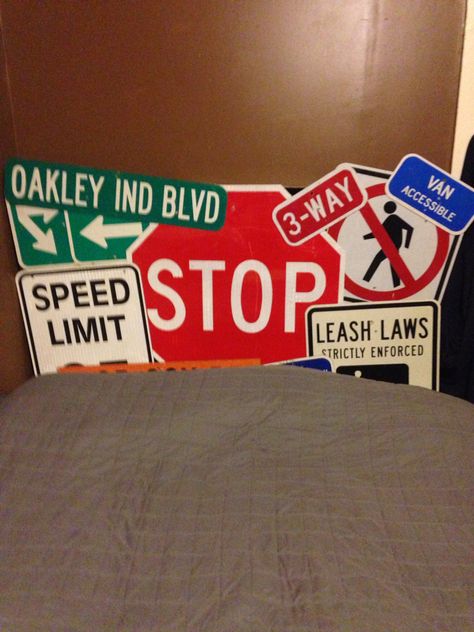 Street sign headboard Street Sign, Road Signs, Teen Room, Street Signs, Room Inspo, Cribs, Reno, Road, Signs