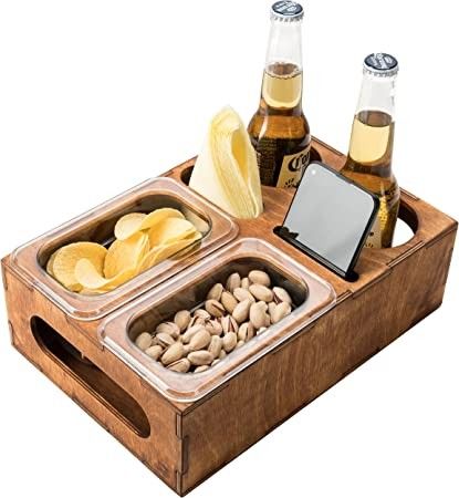 Couch Organizer, Wooden Beer Caddy, Fathers Day Gift Basket, Wood Beer, Wine Bottle Glasses, Beer Carrier, Beer Caddy, Snack Holders, Beer Box