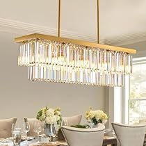 Dining Room Chandelier Modern, Chandelier Gold, Long Chandelier, Rectangular Chandelier, Linear Pendant Light, Flush Mount Chandelier, Modern Crystal Chandelier, Rectangle Chandelier, Round Chandelier