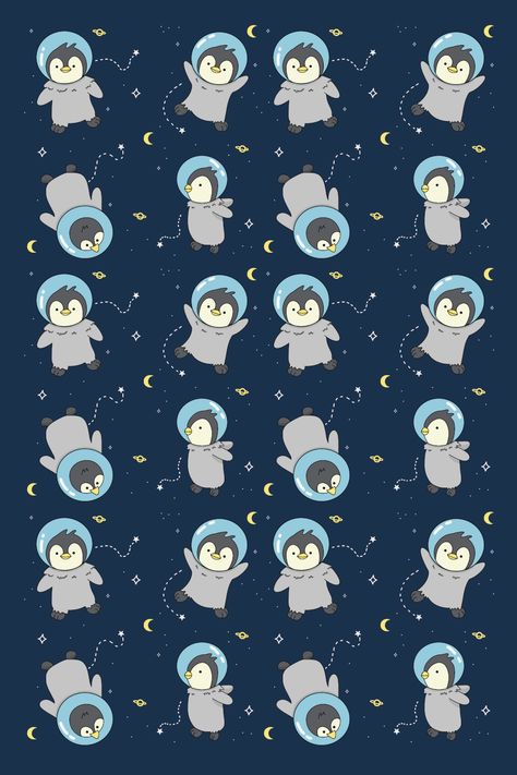 Penguin Graphic, Penguin Wallpaper, Astronaut Illustration, Space Pattern, Space Baby, Space Lovers, Baby Penguins, Art Tattoos