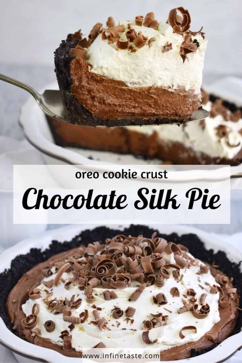 Chocolate Satin Pie, Chocolate Cream Pie Easy, Chocolate Silk Pie Recipe, Easy Pie Recipe, Thanksgiving Desserts Pie, Silk Pie Recipe, Chocolate Pudding Desserts, Chocolate Silk Pie, Chocolate Cream Pie Recipe